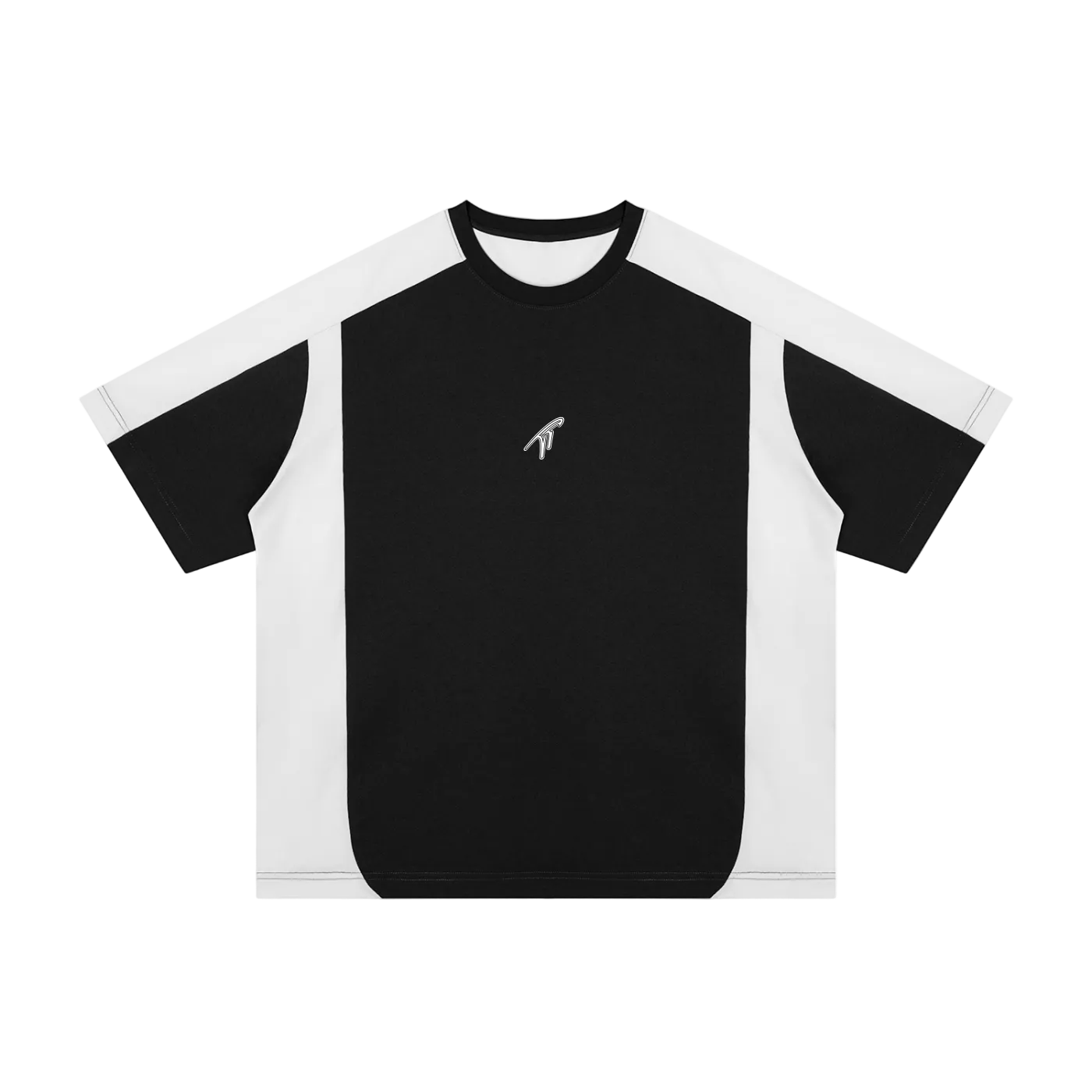 T-shirt ample color block « TT » (Blanc)