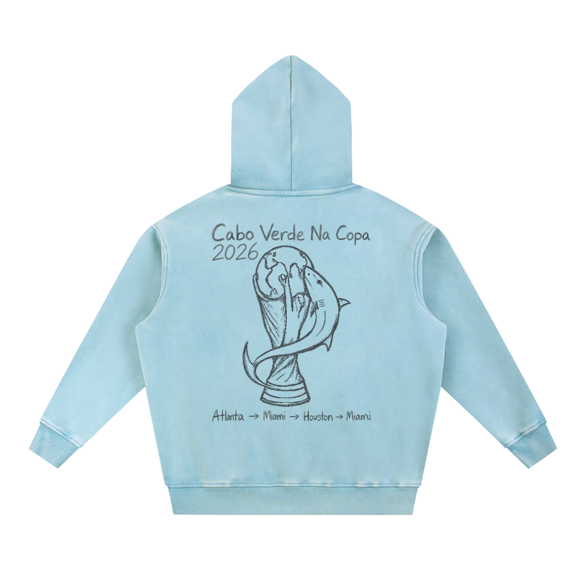 Cabo Verde World Cup 2026 Sketch Washed Oversized Hoodie
