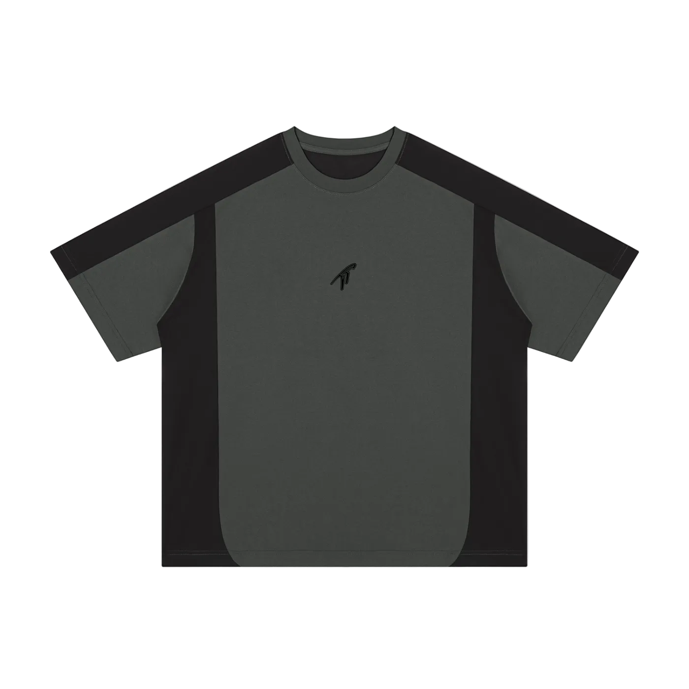 "TT" Color Block Loose T-Shirt (Black)