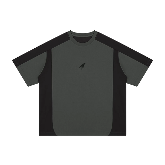 "TT" Color Block Loose T-Shirt (Black)