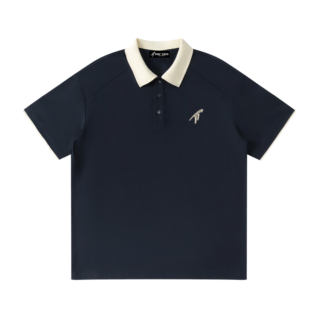 Polo marine à col contrastant