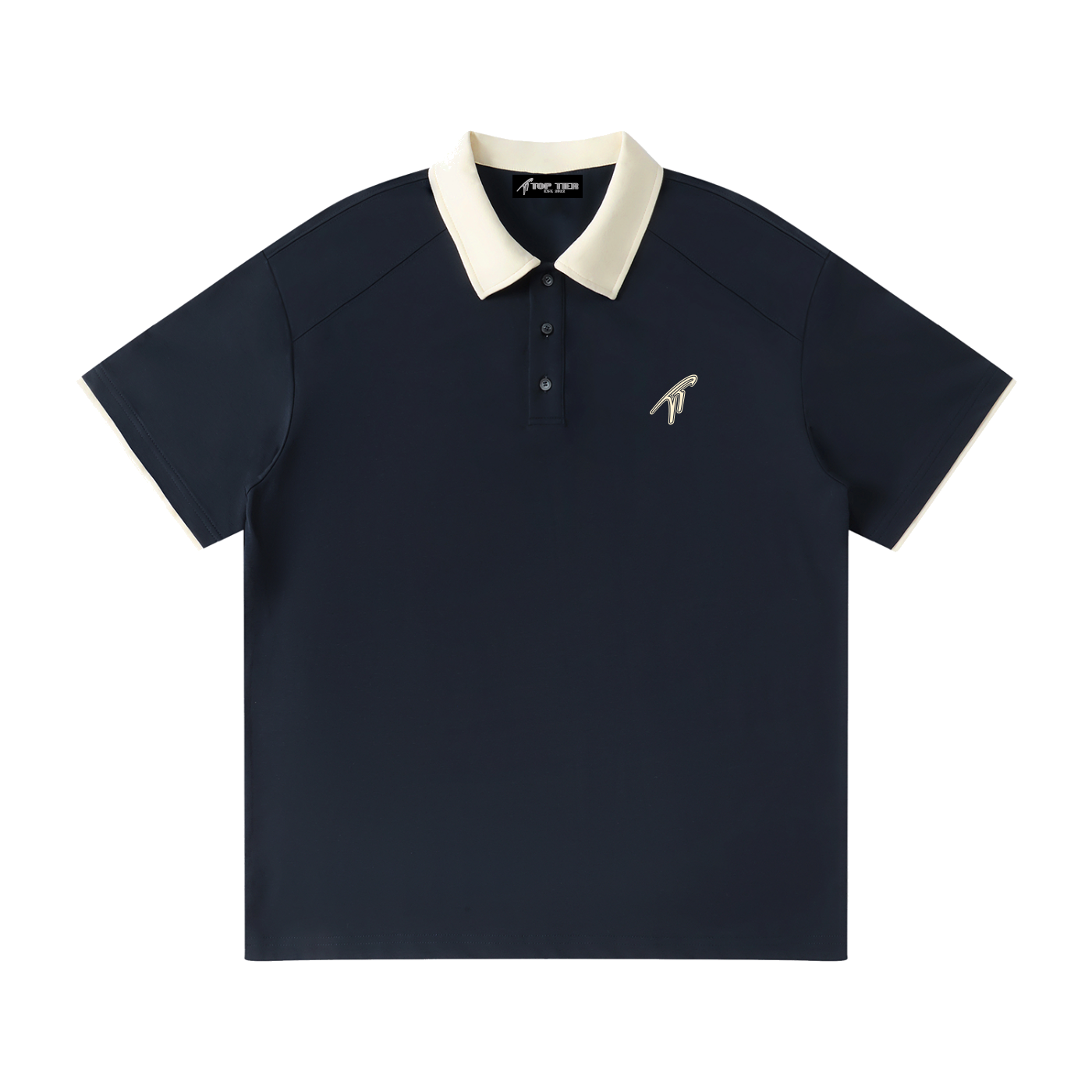Polo marine à col contrastant