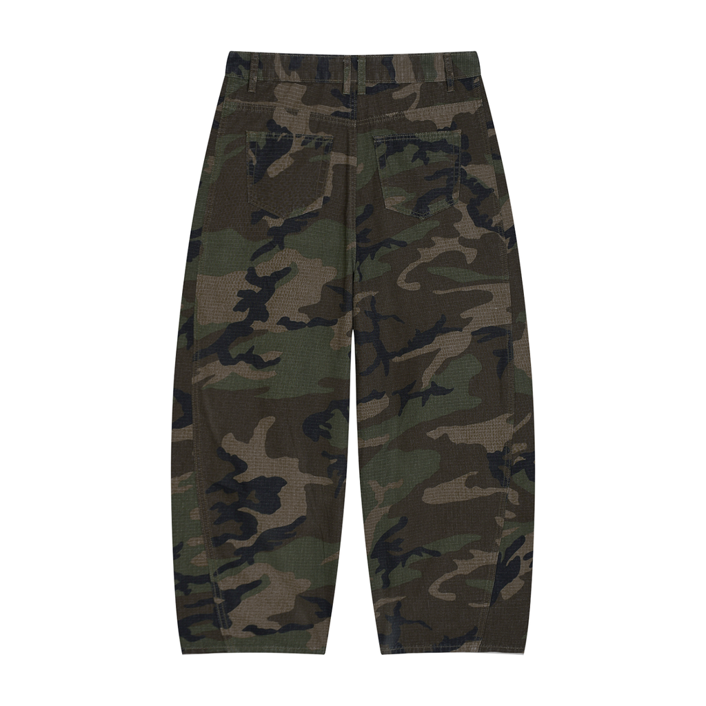 Top Tier Camo Barrel Leg Cargo Pants
