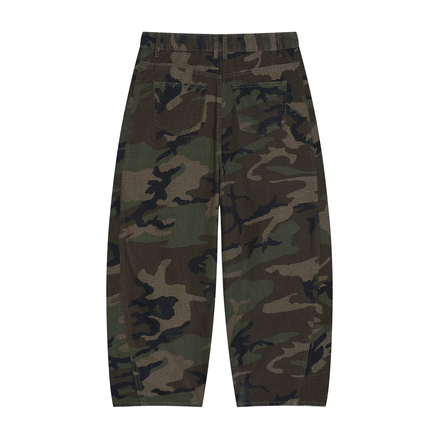 Top Tier Camo Barrel Leg Cargo Pants