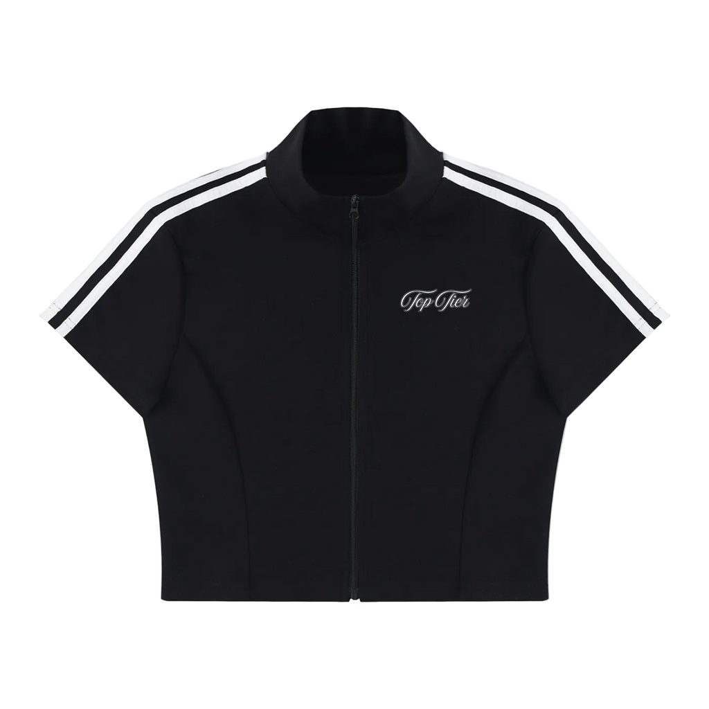 Cursive Women's Cropped Full Zip T-Shirt