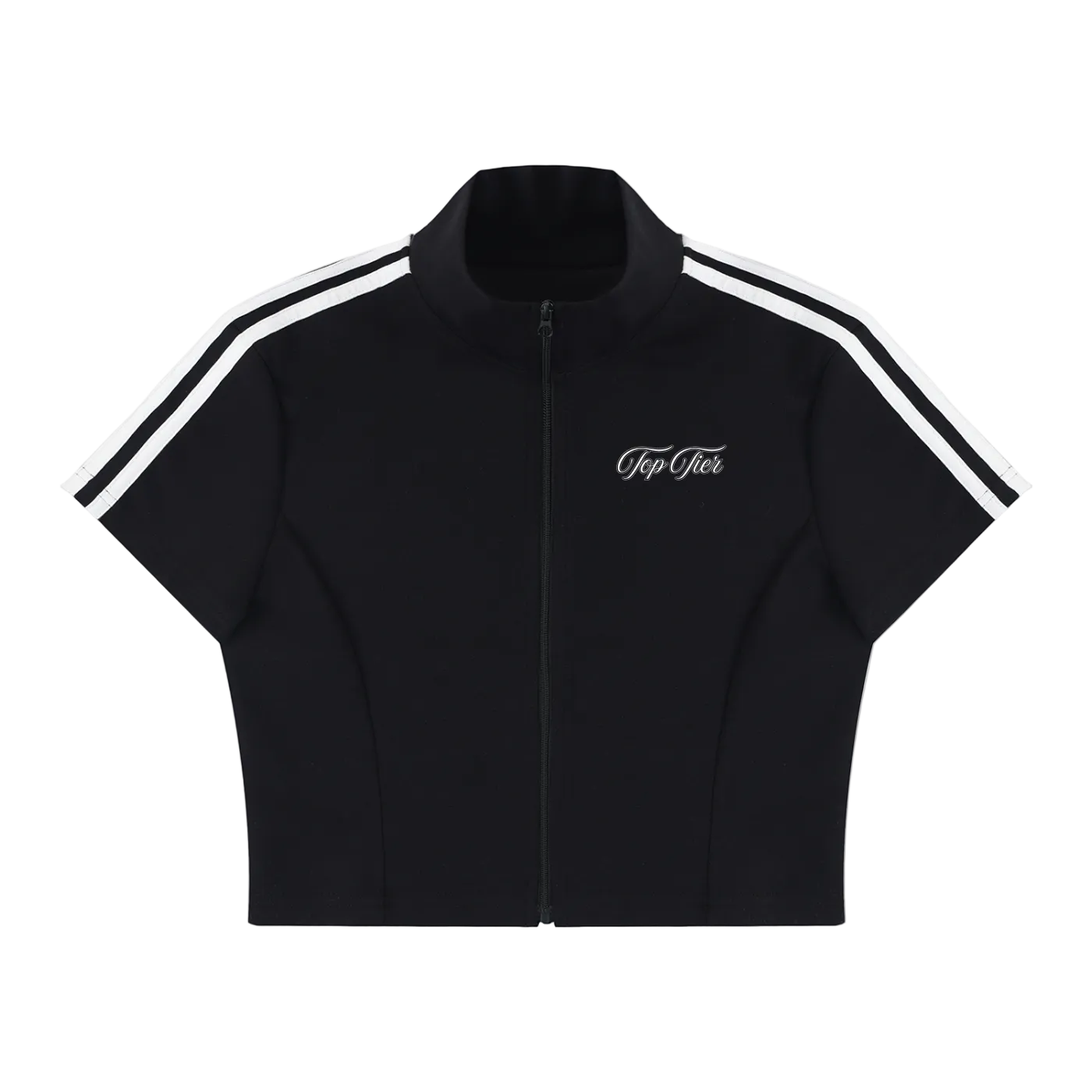 Cursive Women's Cropped Full Zip T-Shirt