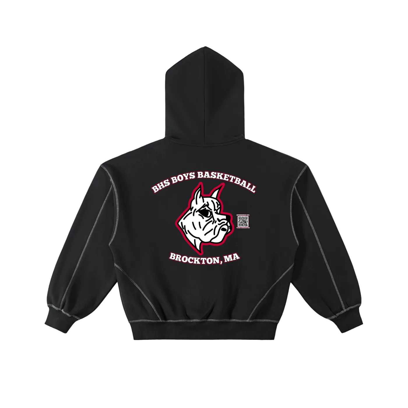 Sweat à capuche officiel de l'équipe masculine de basketball du lycée Brockton (édition joueur) - PRENEZ UNE TAILLE AU-DESSUS