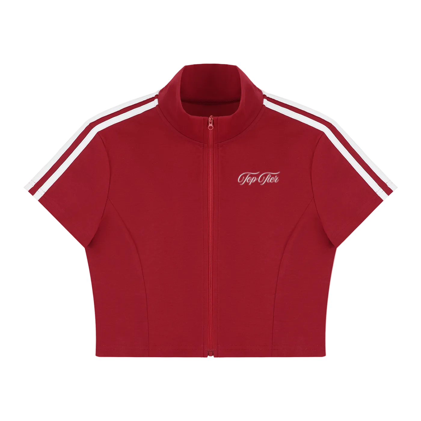 Cursive Women's Cropped Full Zip T-Shirt