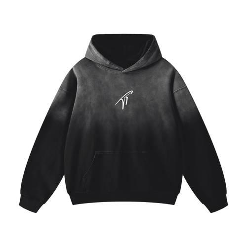 Sudadera extragrande con capucha descolorida pesada "TT"
