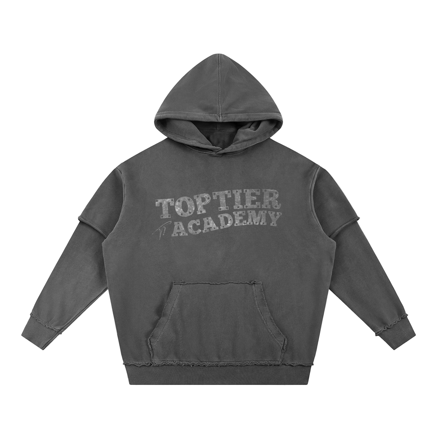 Sudadera con capucha gris de doble capa de Metal Academy