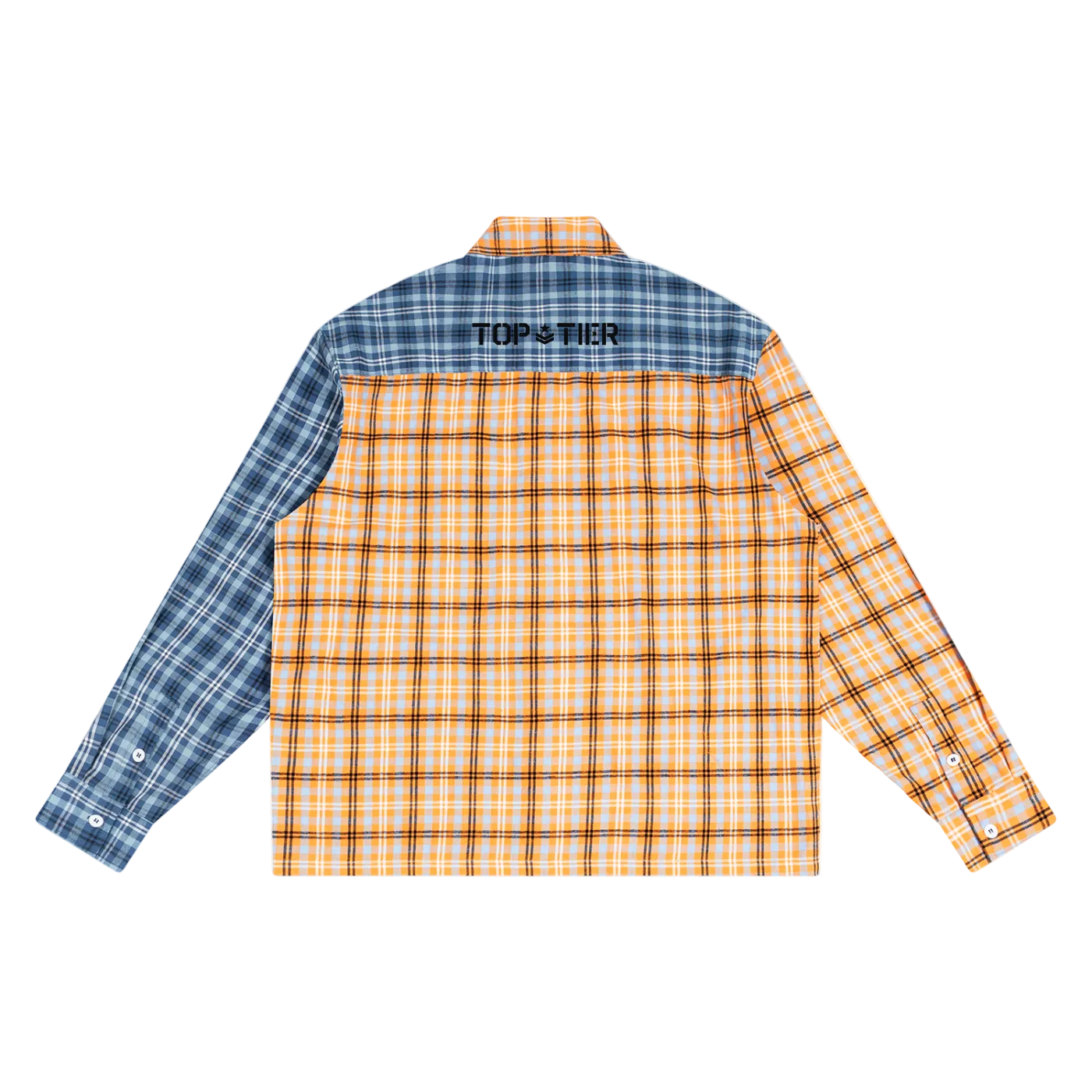 Oversized Plaid Long Duo-Tone Sleeve Shirt