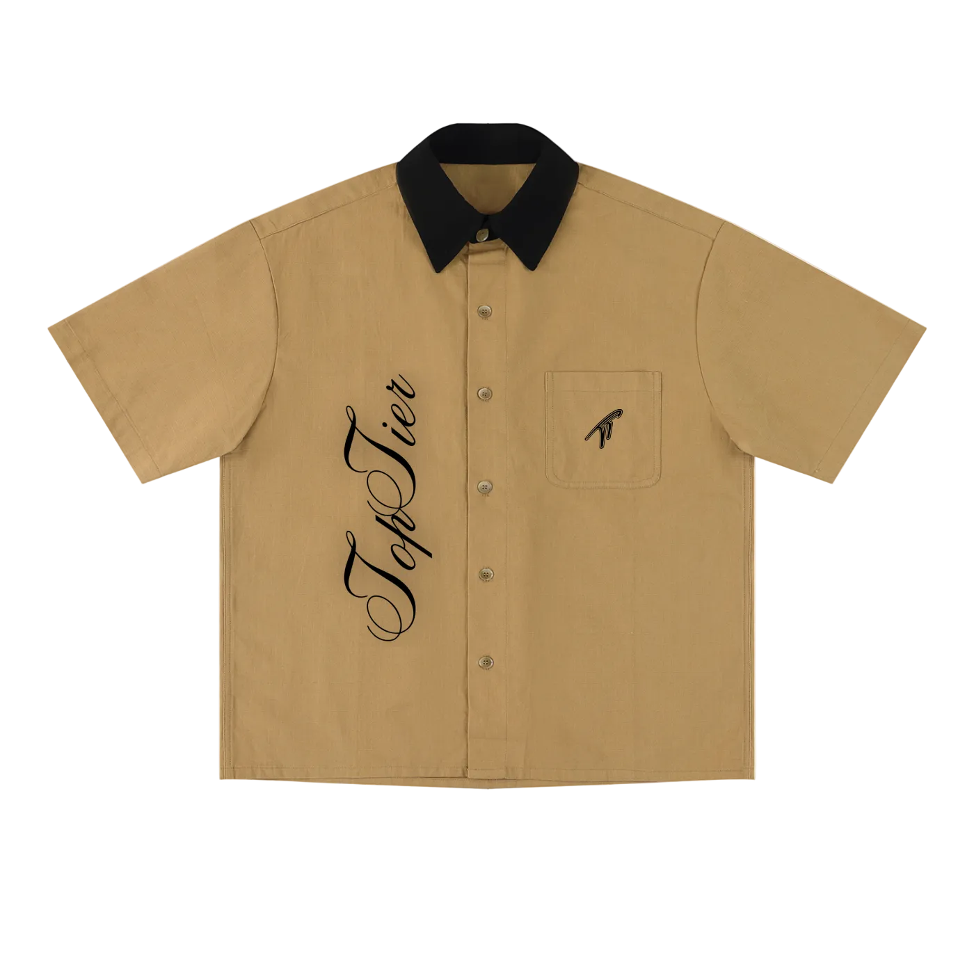 Top Tier Cursive Boxy Short Sleeve Polo